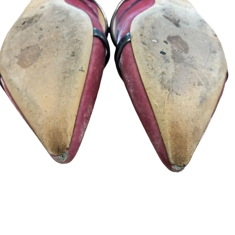 Malone Souliers‎ Pink Velvet Fabric Maureen Flat Mules Size 38